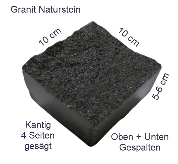 Granit Pflastersteine Kantig gesägt mit Maßen